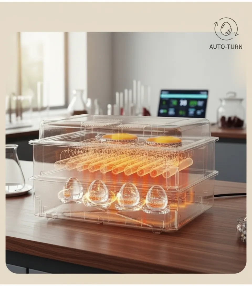 Tam Otomatik 120 Yumurta Kapasiteli Kuluçka Makinesi - Civciv Kaz Hindi Ördek İçin Kablosuz Kameralı Yedek Motorlu Set ( Lisinya )