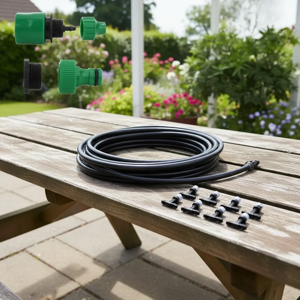 10 Metre Kendin Yap Açık Alan Serinletme Sistemi - Nozzle Başlıklı Bahçe ve Teras Nemlendirme Seti ( Lisinya ) 10 Metre Kendin Yap Açık Alan Serinletme Sistemi - Nozzle Başlıklı Bahçe ve Teras Nemlendirme Seti ( Lisinya )