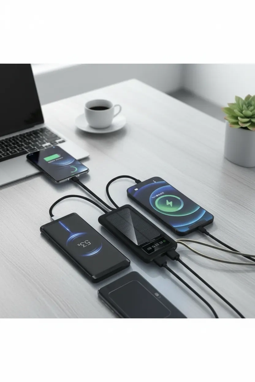 10000mah Güneş Enerjili Taşınabilir Şarj Cihazı - Çift Led Fenerli, Lcd , 2 Usb-C Powerbank ( Lisinya )