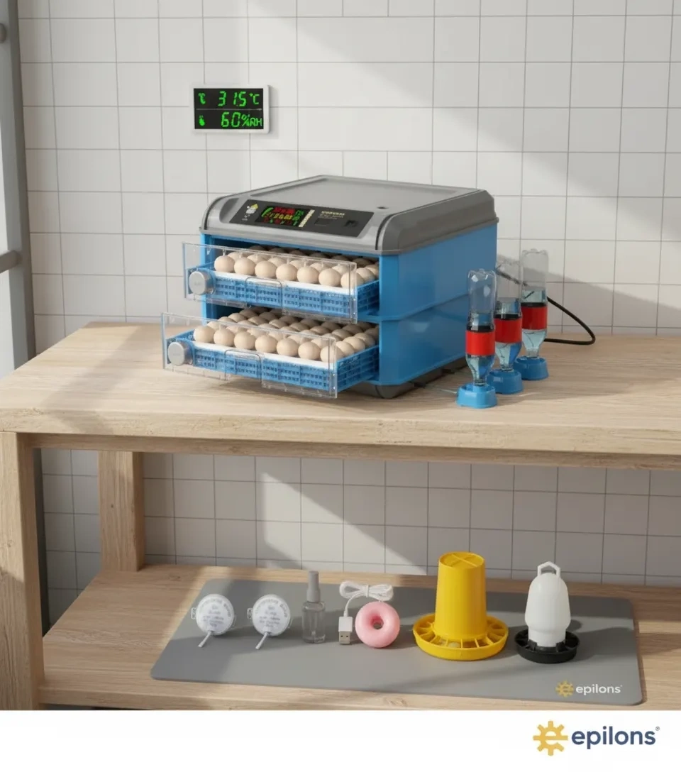 128 Yumurta Kapasiteli Tam Otomatik Kuluçka Makinesi - Civciv, Kaz, Hindi ve Ördek Yetiştiriciliği Epo-128M ( Lisinya )
