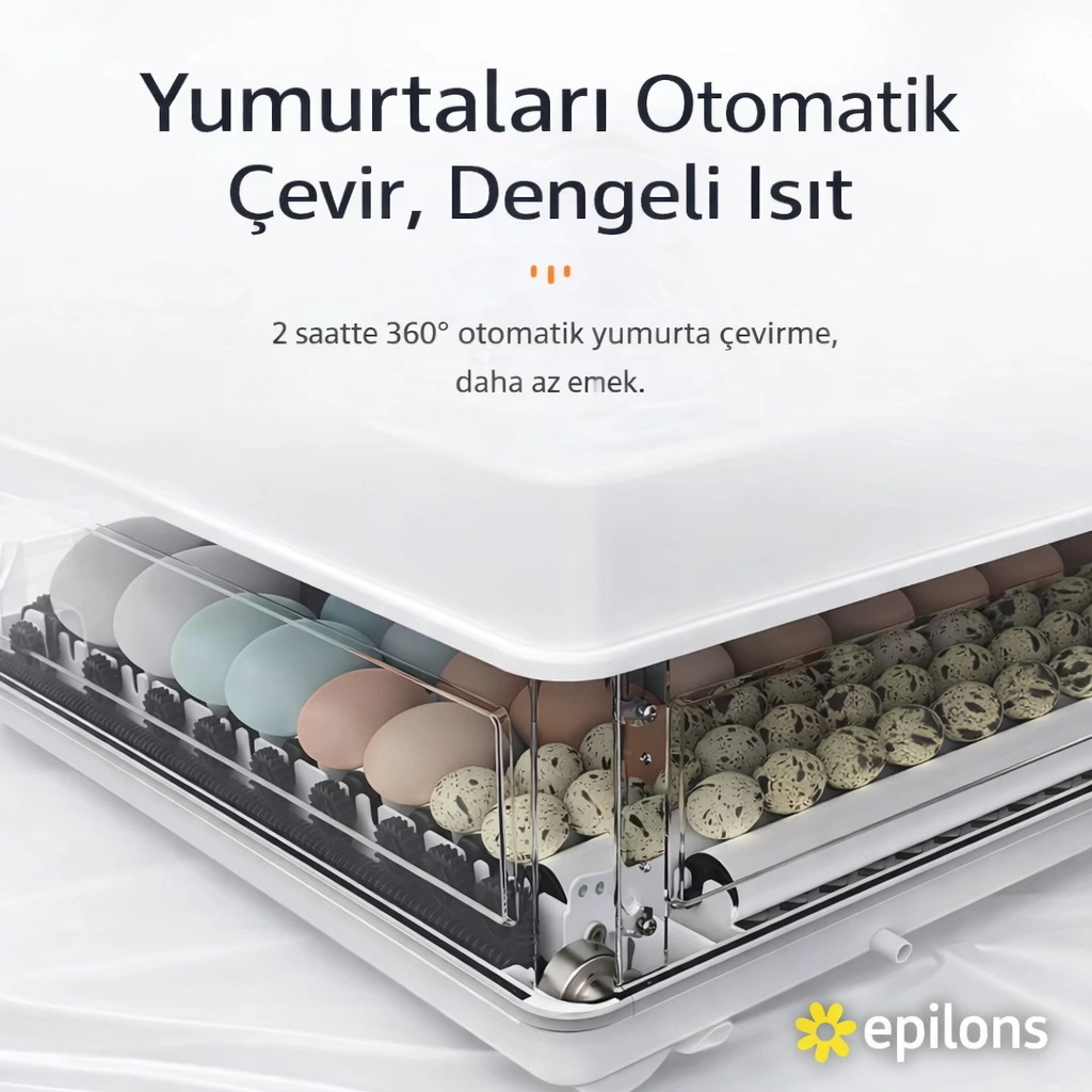 Wh-130 Kuluçka Makinesi -Tavuk Kaz Hindi Ördek ve Kuş Türleri Uyumlu Yedek Motor Hediyeli ( Lisinya )