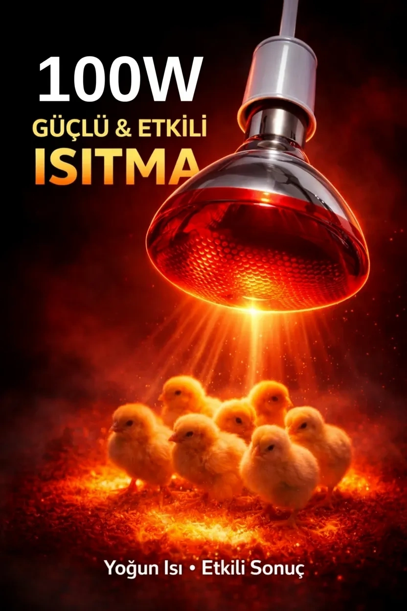 100W Isıtıcı Ampul Kırmızı Isı Lambası Civciv Kümes Kuluçka E27 Duy Isıtma Ampulü ( Lisinya )