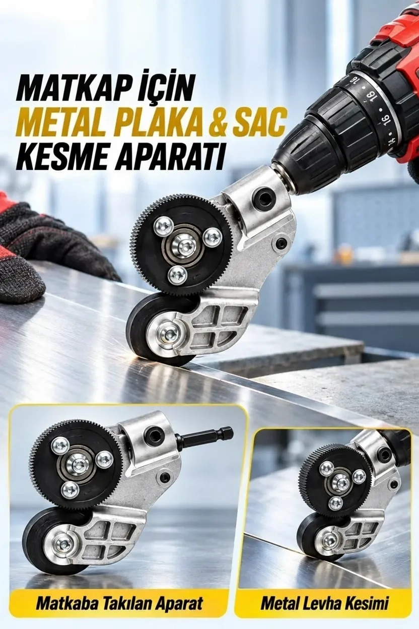 Matkap Ucuna Takılabilen Metal Sac Kesme Aparatı Şarjlı ve Elektrikli Matkap Uyumlu Pratik Kesim Aleti ( Lisinya ) Matkap Ucuna Takılabilen Metal Sac Kesme Aparatı Şarjlı ve Elektrikli Matkap Uyumlu Pratik Kesim Aleti ( Lisinya )