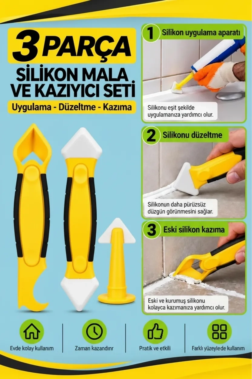 3 Parça Fayans Derz ve Silikon Kazıyıcı Temizleme Aparatı Mala Seti ( Lisinya ) 3 Parça Fayans Derz ve Silikon Kazıyıcı Temizleme Aparatı Mala Seti ( Lisinya )