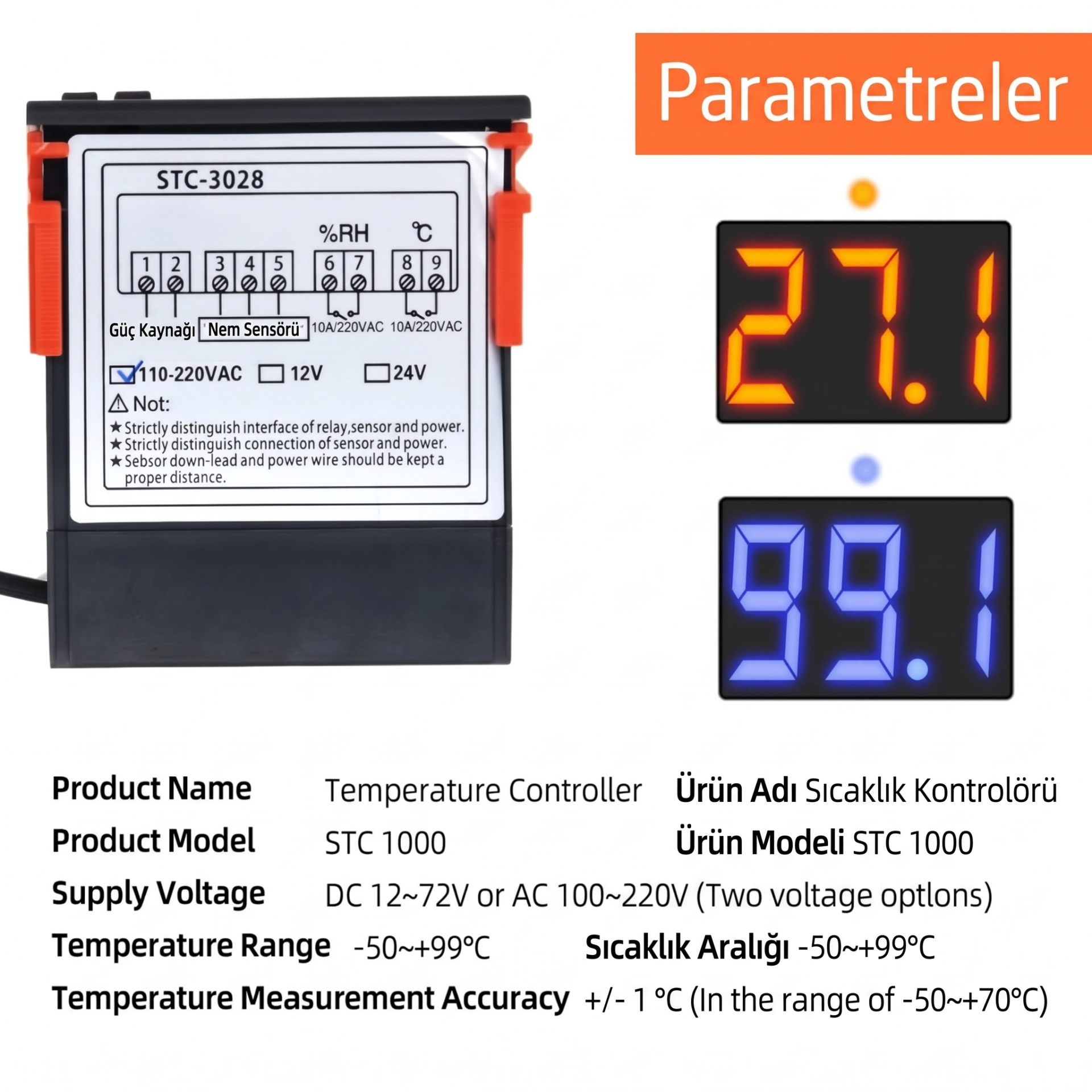 Stc-3028 Dijital Sıcaklık Nem Ölçer 110-220v 10a Termostat ( Lisinya ) Stc-3028 Dijital Sıcaklık Nem Ölçer 110-220v 10a Termostat ( Lisinya )