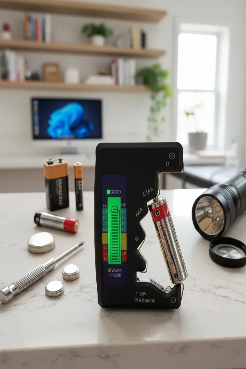 Evrensel Mini Pil Test Cihazı – Pil Doluluk Seviyesi Ölçer ve Pil Durum Kontrol Aparatı ( Lisinya )