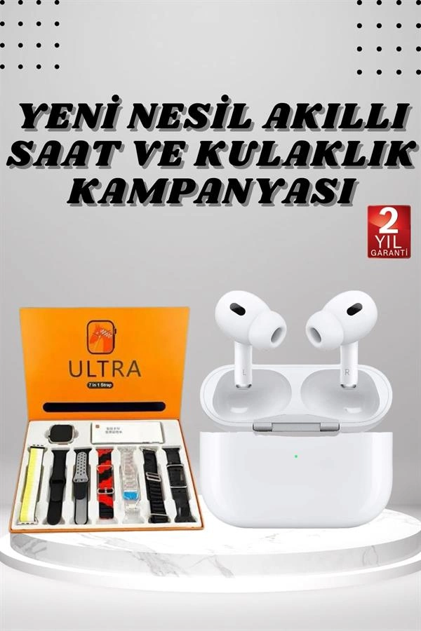 7 Kordonlu Akıllı Saat Ve Yeni Nesil Kulaklık Dokunmatik Ekran Android Ve İos Uyumlu ( Lisinya )