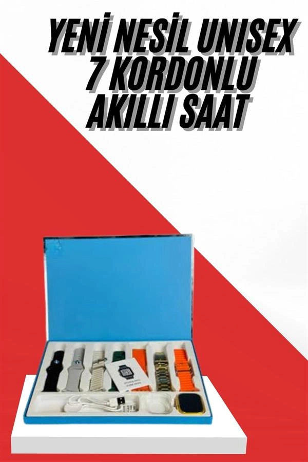 7 Kordonlu Unisex Akıllı Saat Çoklu Kordon Seçeneği Amoled Ekran ( Lisinya )