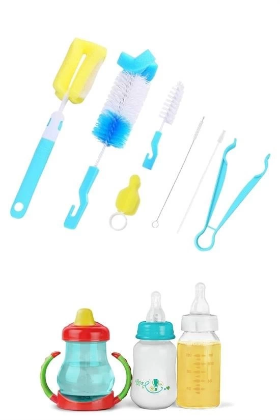7 Parça Biberon Uzun Kavanoz Termos Suluk Sürahi Yağ Şişe İçi Temizleme Fırçası Aparatı Seti ( Lisinya )