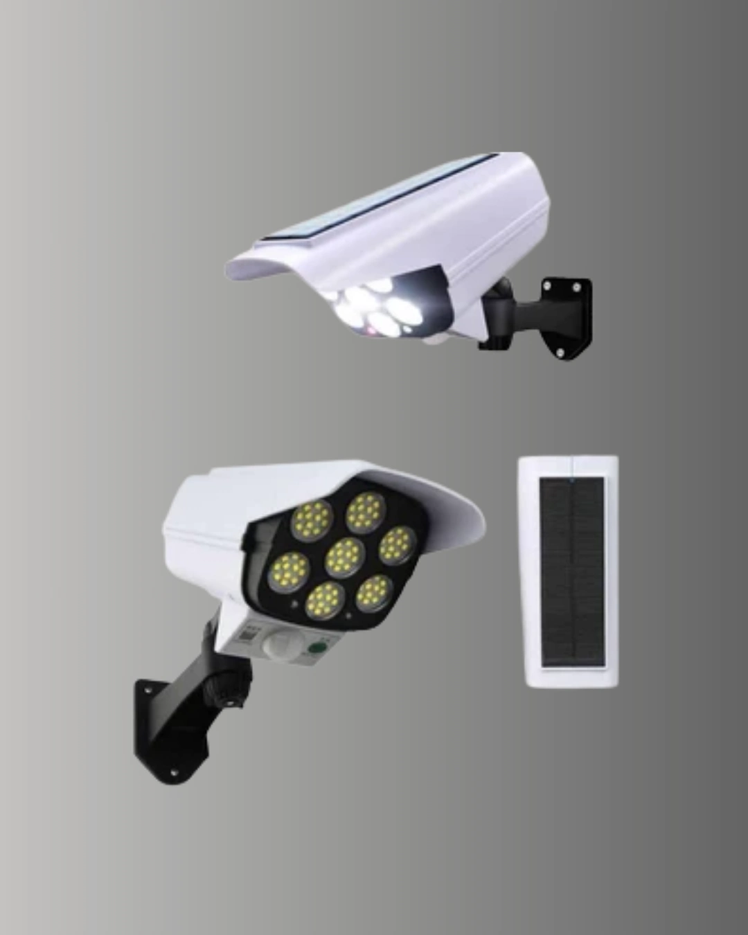 77 Led'li Güneş Enerjili Güvenlik Lambası Ve Kukla Kamera – Hareket Sensörlü, 2400mah Pilli ( Lisinya )