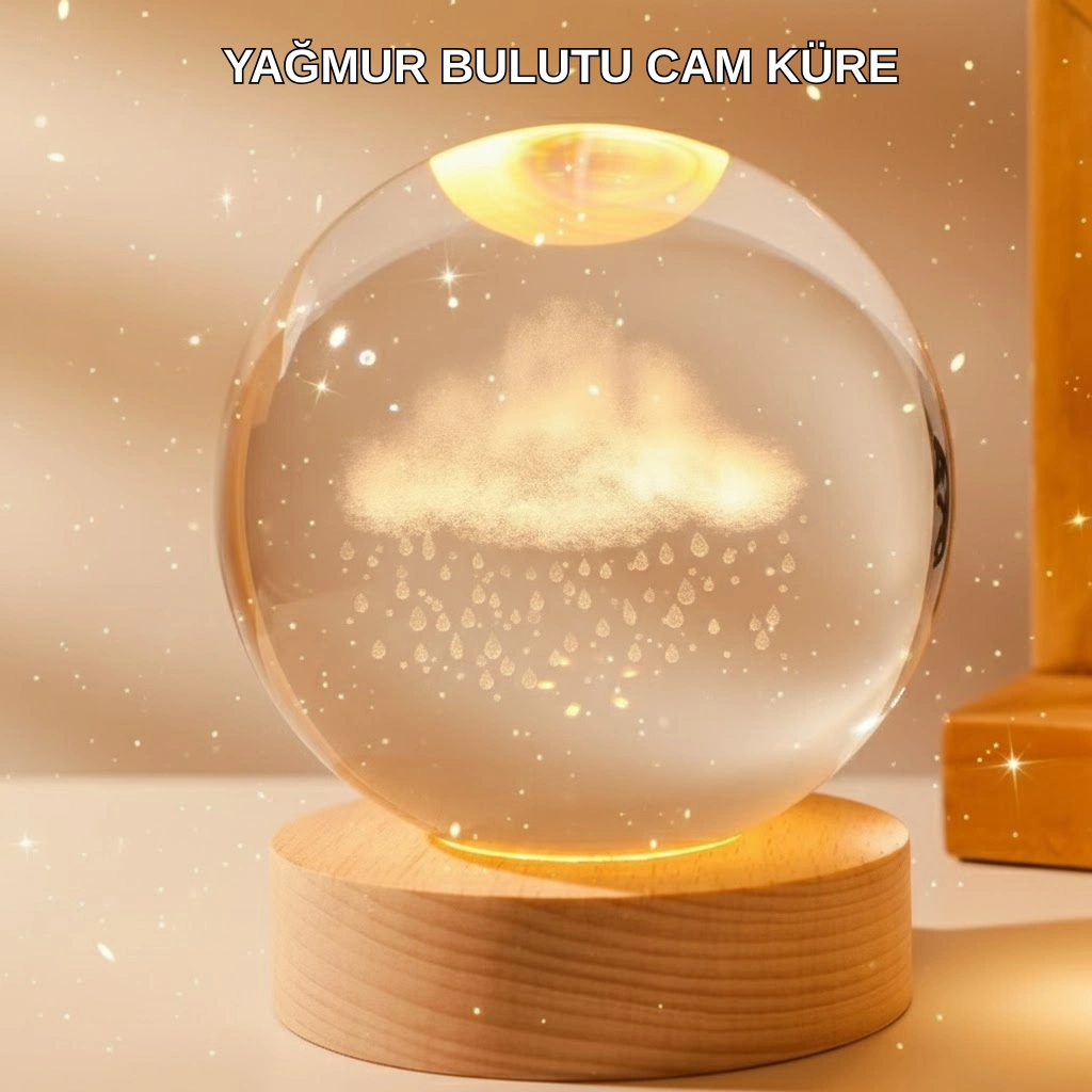 8 Cm 3d Yağmur Bulutu Kristal Küre Led Gece Lambası Ahşap Standlı Tasarım Lamba ( Lisinya ) 8 Cm 3d Yağmur Bulutu Kristal Küre Led Gece Lambası Ahşap Standlı Tasarım Lamba ( Lisinya )