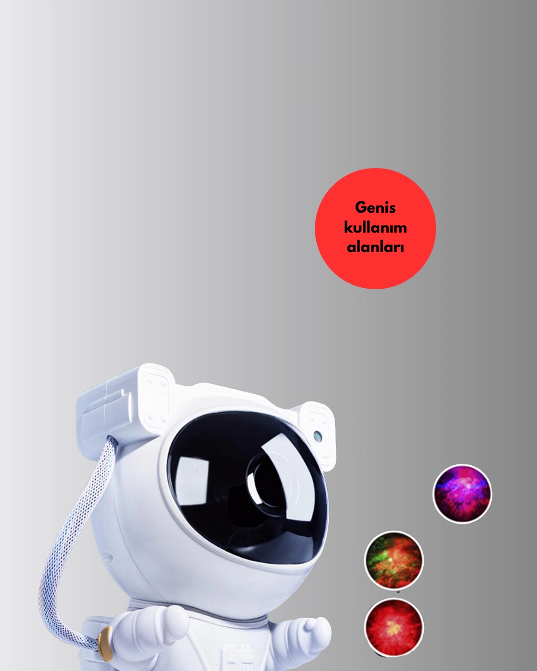 8 Efektli Astronot Galaxy Projektör Uzaktan Kumandalı Led Gece Lambası ( Lisinya )