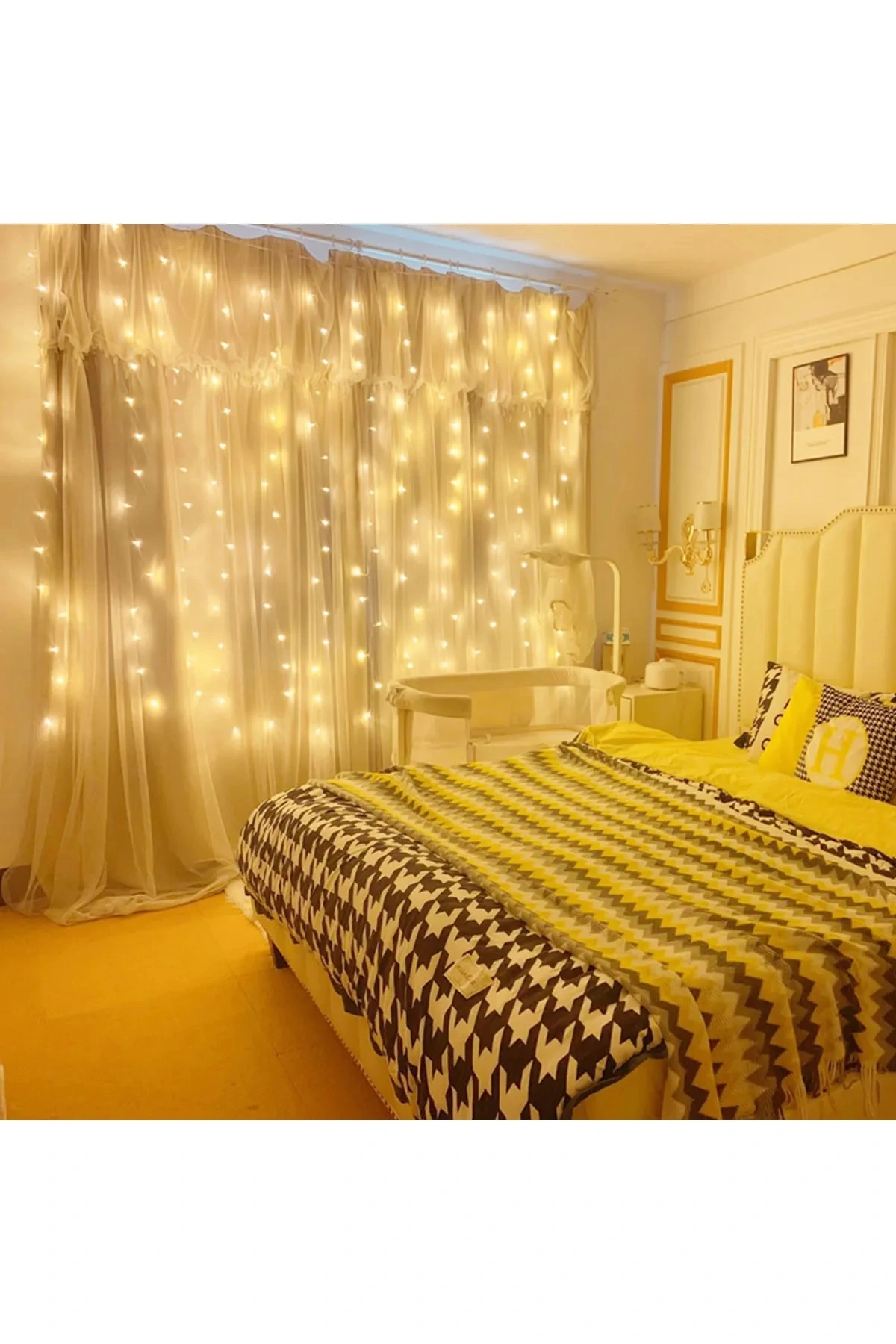 8 Fonksiyonlu Peri Perde Led Uzaktan Kumandalı Günışığı Perde Peri Led (3 Mt X 3 Mt) ( Lisinya )