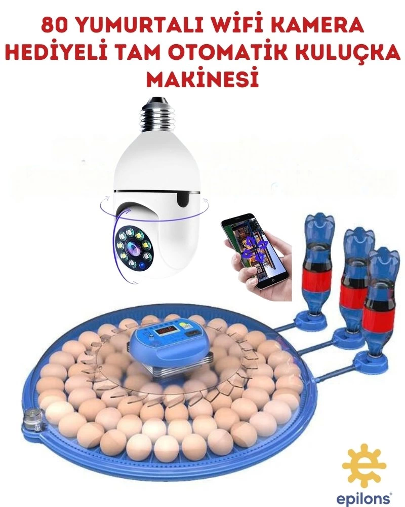 80 Yumurta Kapasiteli Tam Otomatik Çiftlik Kuluçka Makinesi Kablosuz Ampul Kamera Hediyeli Mz-80 ( Lisinya )