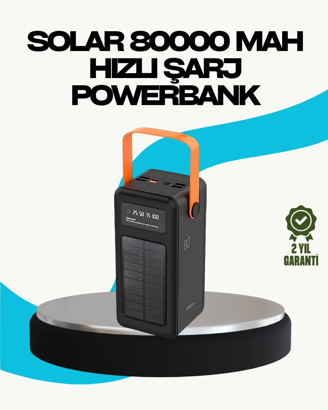 80000 Mah Güneş Enerjili Powerbank 4 Kablolu Type C Lightning Micro Usb ( Lisinya )