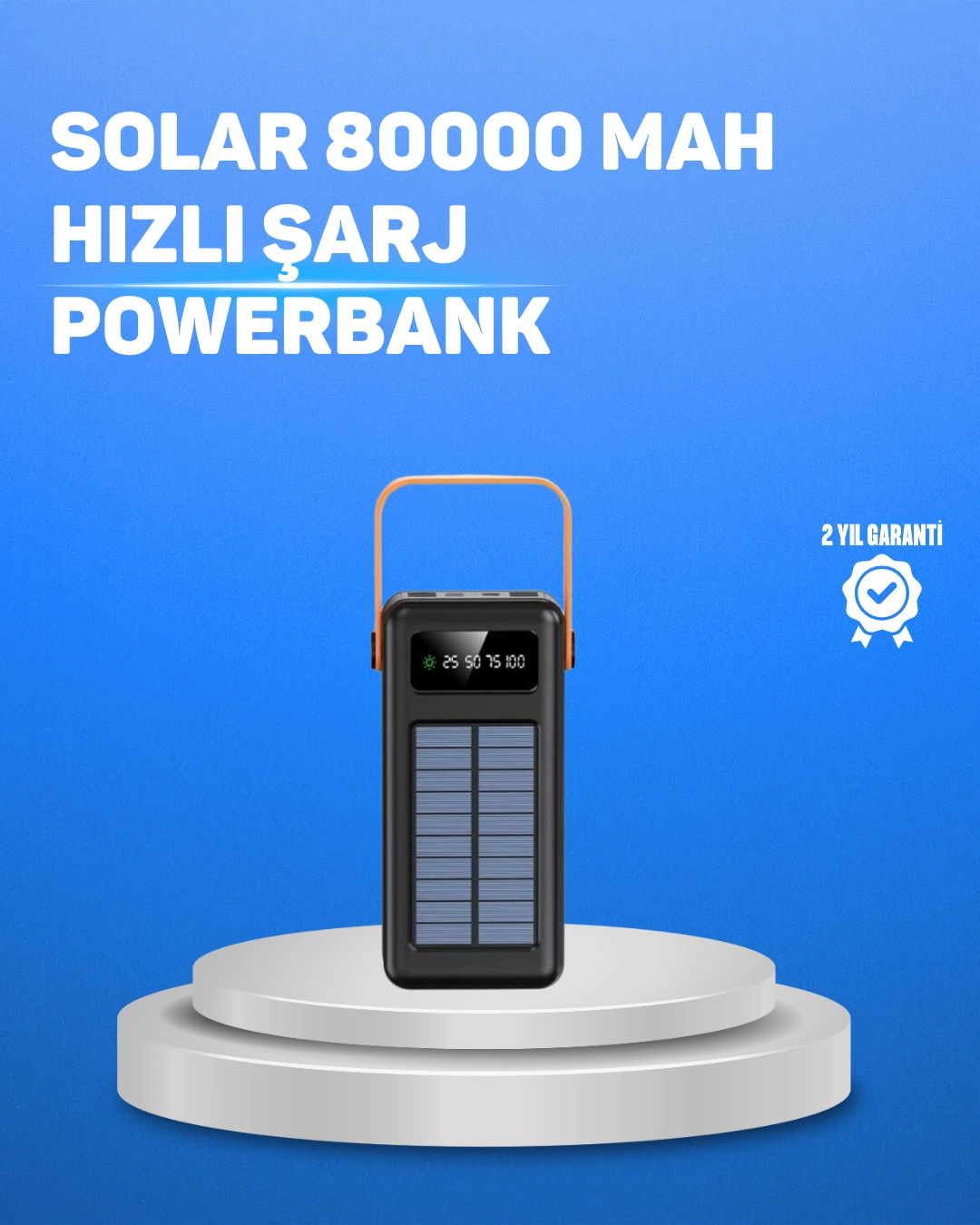 80000 Mah Yüksek Kapasiteli Powerbank Göstergeli Solar Şarj Cihazı ( Lisinya )
