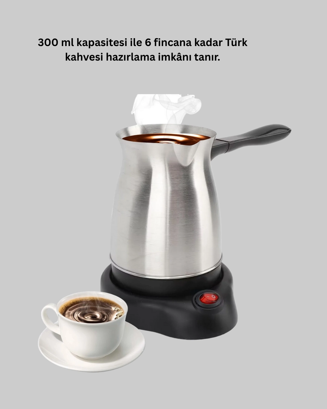 800w Paslanmaz Elektrikli Cezve Gizli Rezistans Ve Ergonomik Kulp ( Lisinya )