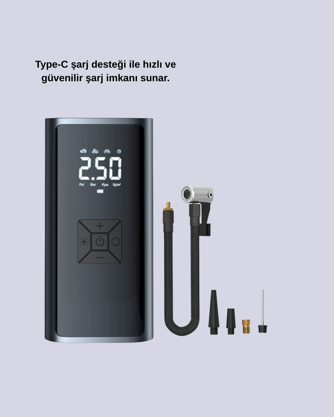 80w Kablosuz Dijital Ekranlı Taşınabilir Lastik Şişirme Pompası ( Lisinya )