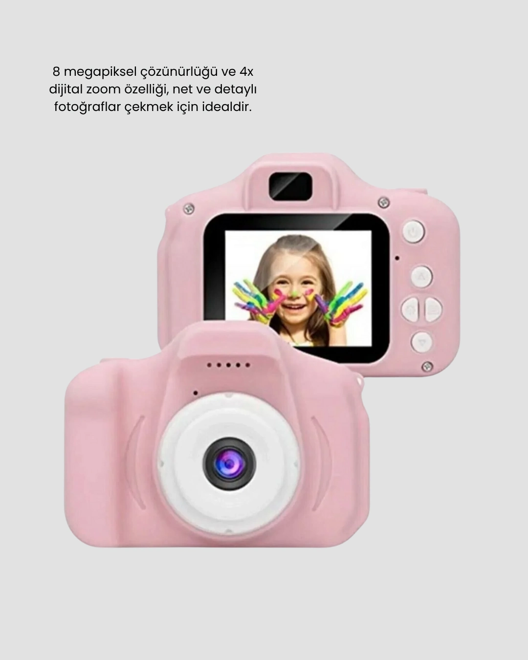 8mp Mini Çocuk Fotoğraf Makinesi – Pembe Ses Kaydı Özellikli ( Lisinya )