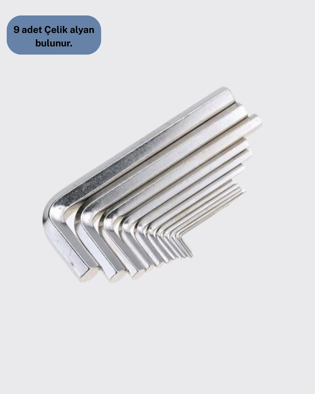 9 Parça Alyan Anahtar Seti Farklı Metrik Ölçü Pratik Taşıma ( Lisinya )