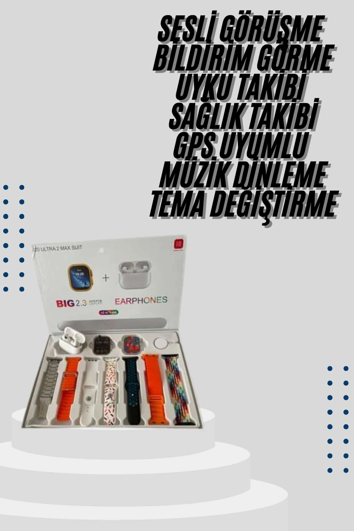 9 Ultra Akıllı Saat 49mm 2inç Ekran 7 Kordonlu Ve Bluetooth Kulaklık ( Lisinya )