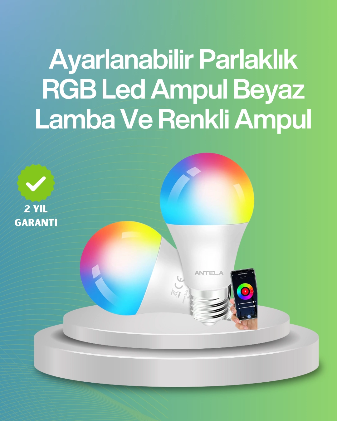 9 Watt Beyaz Işık Ve Renk Ayarlı Akıllı Led Ampul ( Lisinya )
