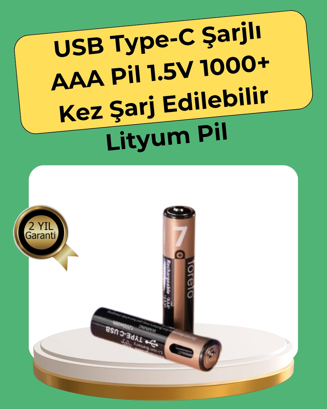 Aaa Boyutunda Usb Şarjlı Pil – Kompakt Tasarım, Geniş Uyumluluk ( Lisinya )
