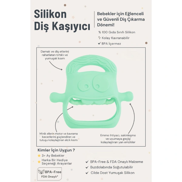 Açık Yeşil Bebek Silikon Diş Kaşıyıcı ( Lisinya ) Açık Yeşil Bebek Silikon Diş Kaşıyıcı ( Lisinya )