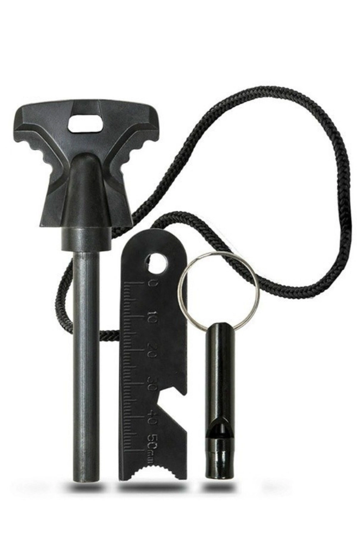 Acil Durum Magnezyum Çubuk Çakmaktaşı Hayatta Kalma Ateş Başlatıcı Çakmak Kiti Düdük Hediyeli ( Lisinya )