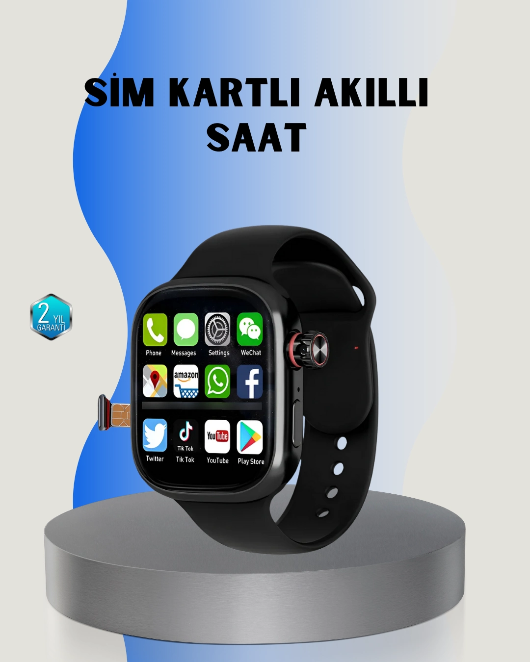 Adımsayar Ve Nabız Ölçerli Sım Kartlı Akıllı Saat ( Lisinya )