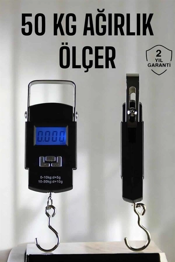 Ağırlık Ölçer 50 Kg El Terazisi El Kantarı Pilli Led Ekran ( Lisinya )