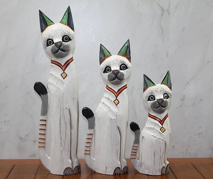 Ahşap 3'lü Kedi Seti 50 Cm Okas:1 ( Lisinya )