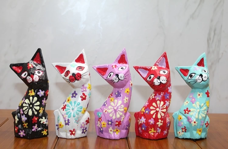 Ahşap 5'li Kedi Seti Polos:7 ( Lisinya )