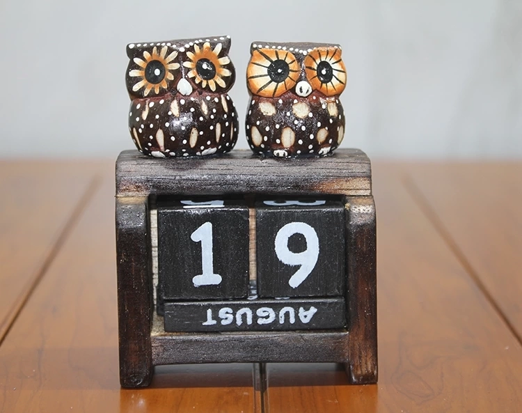 Ahşap Baykuş Takvim Polos-22 ( Lisinya )