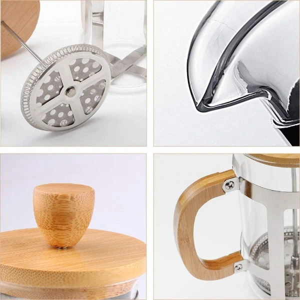 Ahşap Detaylı 350 Ml Cam French Press ( Lisinya ) Ahşap Detaylı 350 Ml Cam French Press ( Lisinya )