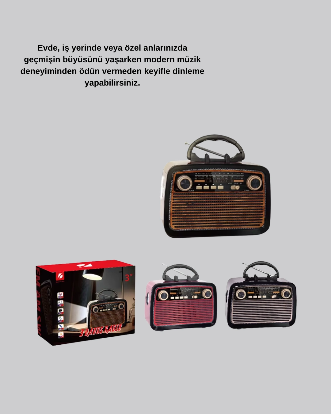 Ahşap Dokulu Bluetooth Müzik Kutusu – Vintage Led Tasarımıyla Modern Ses Deneyimi ( Lisinya )