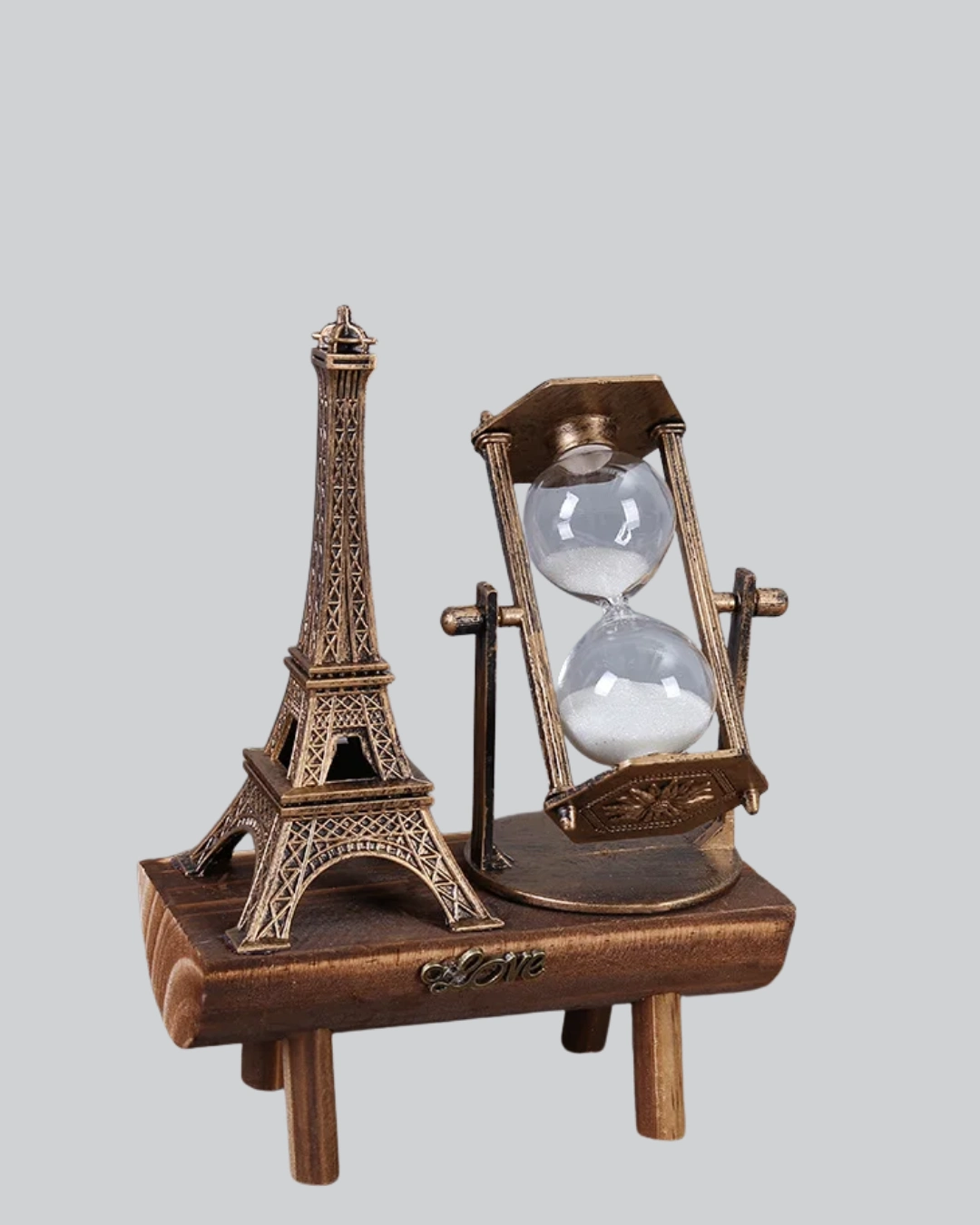 Ahşap Gövdeli Dekoratif Kum Saati – Masa Üstü El Sanatı Aksesuarı ( Lisinya )