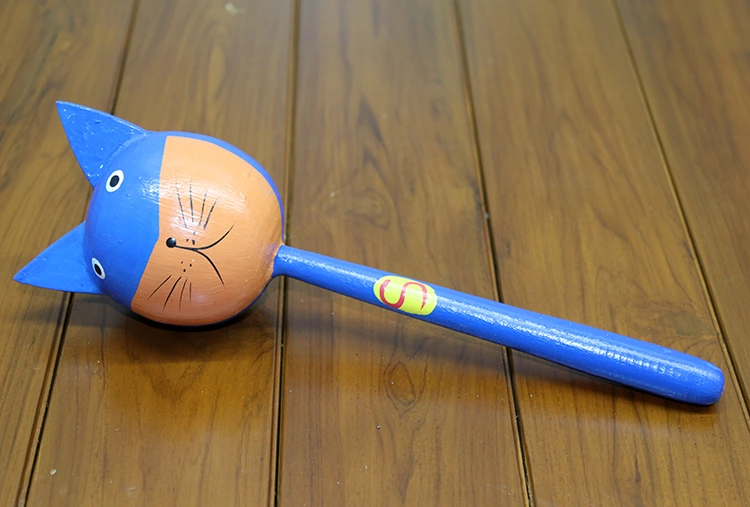 Ahşap Kedili Marakas Tekli Model 2 ( Lisinya )