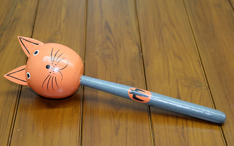 Ahşap Kedili Marakas Tekli Model 3 ( Lisinya )