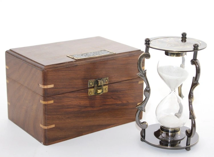 Ahşap Kutulu Pirinç Kum Saati ( Lisinya )