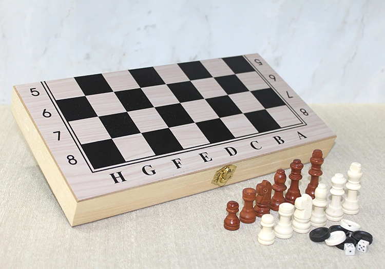 Ahşap Kutulu Satranç Tavla Seti Model 2 ( Lisinya )