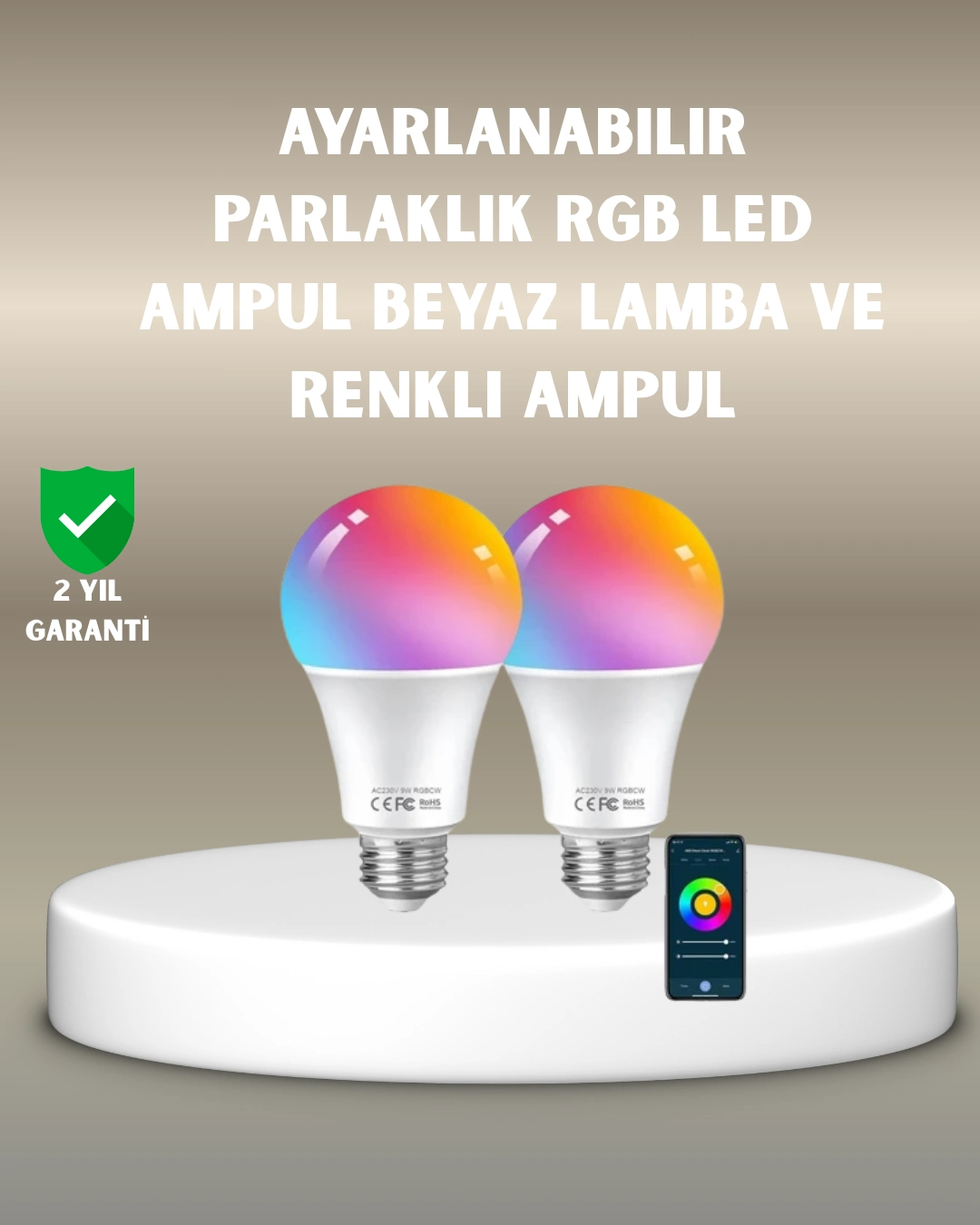 Akıllı 9w Rgbw Led Ampul, Tasaruflu Romantik Işıklı ( Lisinya )