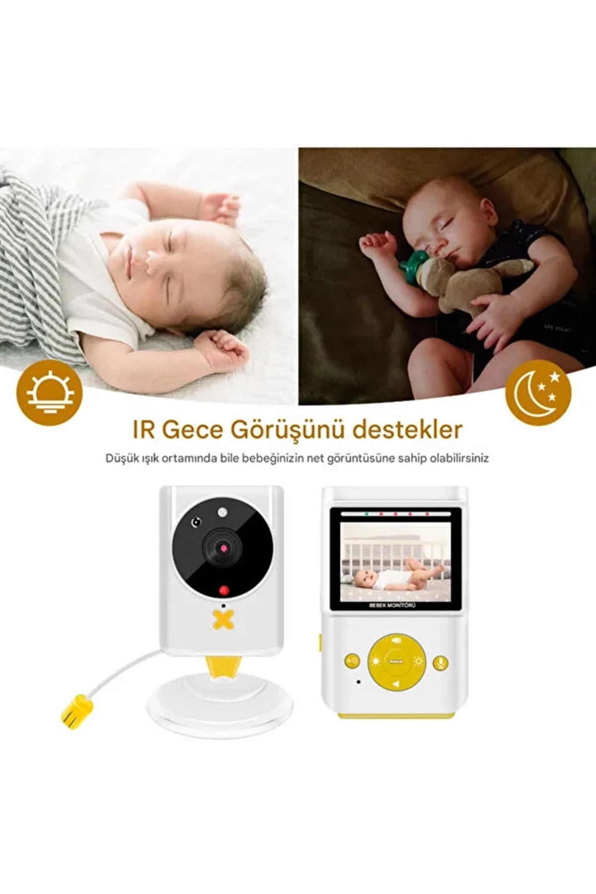 Akıllı Bebek Kamerası Monitörlü Karşılıklı Konuşma Özellikli Sıcaklık İzleme 2.4 İnç Bebek Kamerası ( Lisinya )