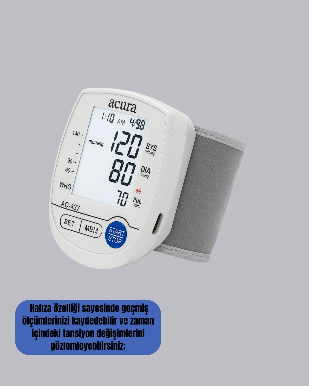 Akıllı Bilek Tansiyon Aleti Hem Şarjlı Hem Pilli Kolay Ölçüm ( Lisinya )