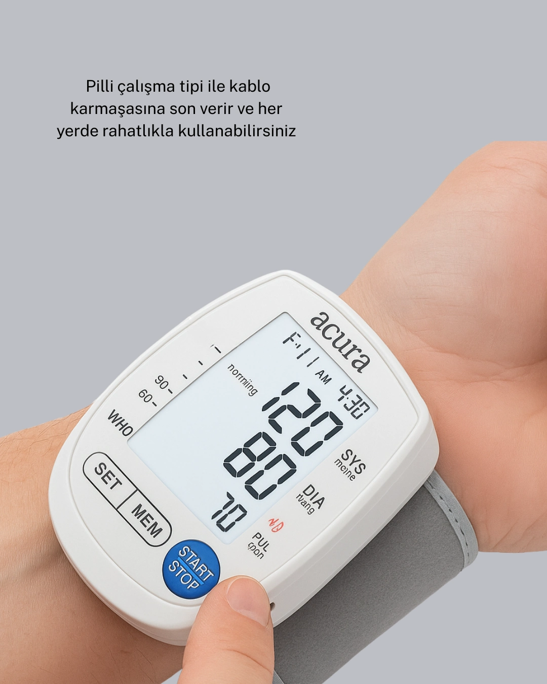 Akıllı Bilek Tansiyon Aleti Hem Şarjlı Hem Pilli Kolay Ölçüm ( Lisinya )