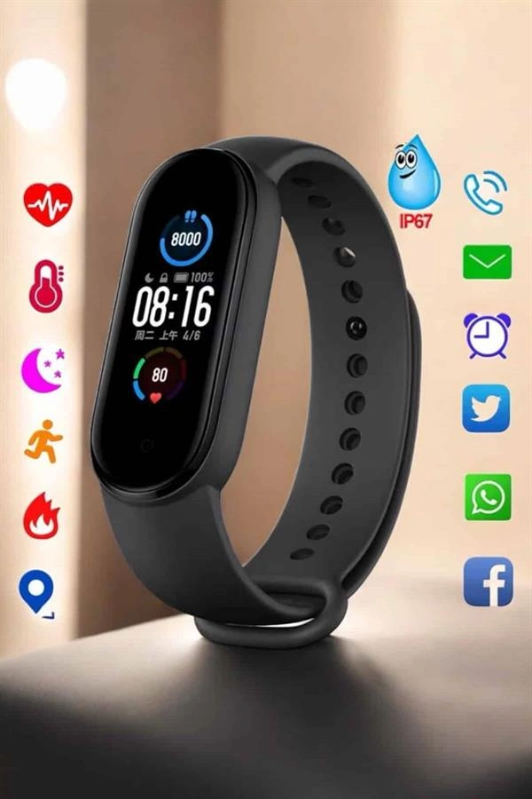 Akıllı Bileklik Fitness Ve Sağlık İçin Akıllı Bileklik Adım Sayar, Kalp Atışı, Uyku İzleme ( Lisinya )