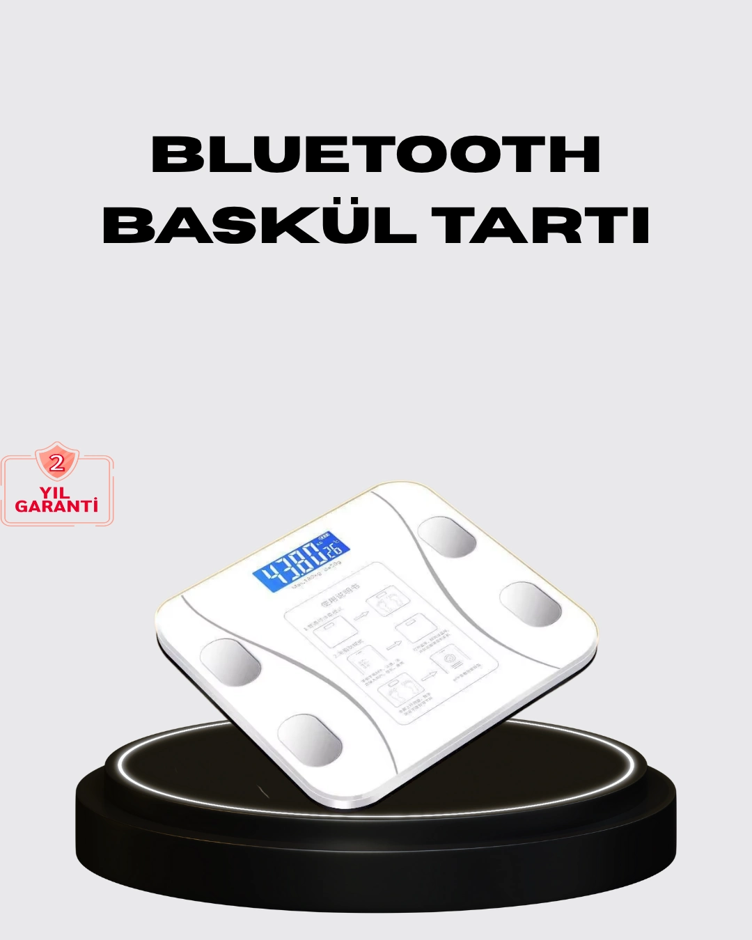Akıllı Dijital Baskül – Bluetooth Bağlantılı, 8 Ölçüm Verili, Akıllı Vücut Analiz Tartısı ( Lisinya )