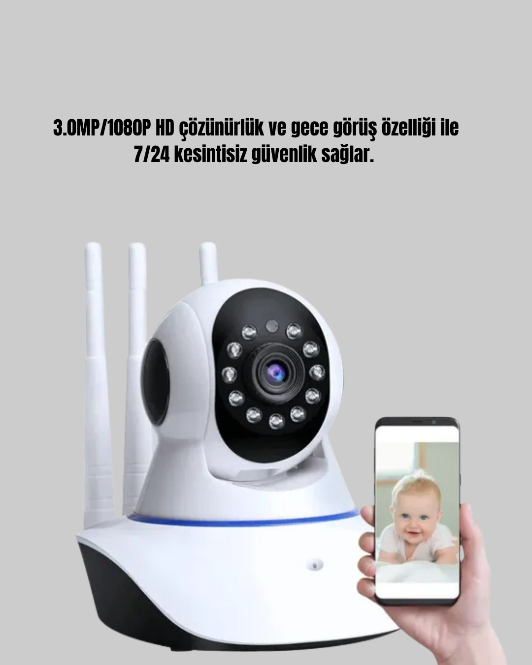 Akıllı Ip Güvenlik Kamerası – 1080p Hd, Gece Görüşlü, Hareket Algılamalı ( Lisinya )