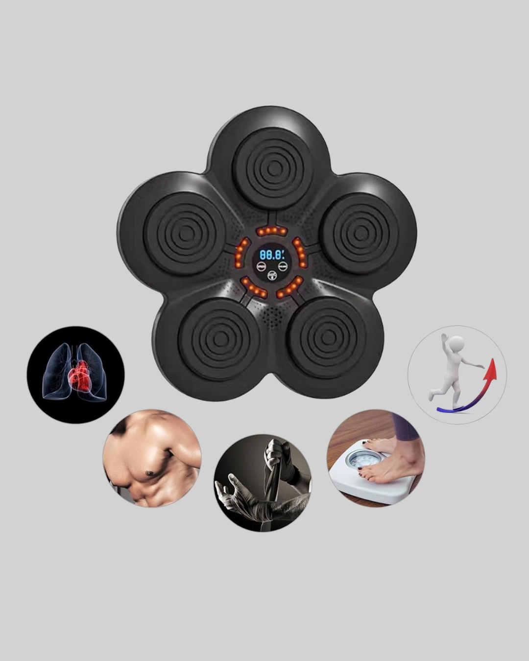 Akıllı Müzikli Boks Makinesi Bluetooth Bağlantılı Işıklı Hedefli Fitness Aleti ( Lisinya )