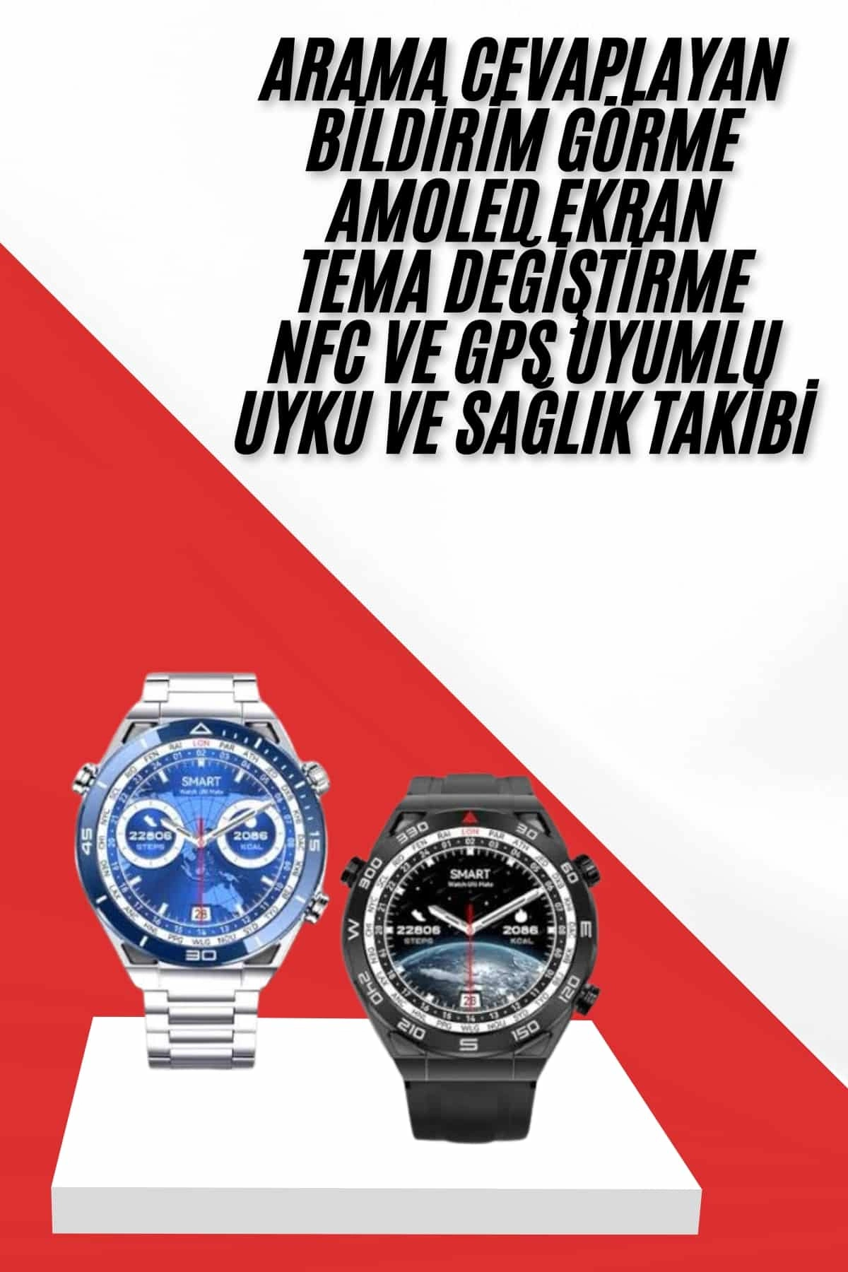 Akıllı Saat 1.62 İnç Ultimate Nabız Sensörlü Sesli Görüşme Yapabilen ( Lisinya )